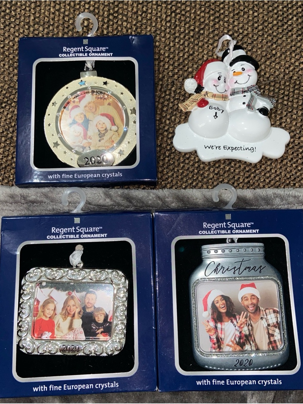 Regent Square Holiday Photo Ornaments — Silver, Gold, White